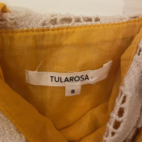 Tularosa Mustard Brocade Sundress with Cream Lace Trim - Picture 3 of 7